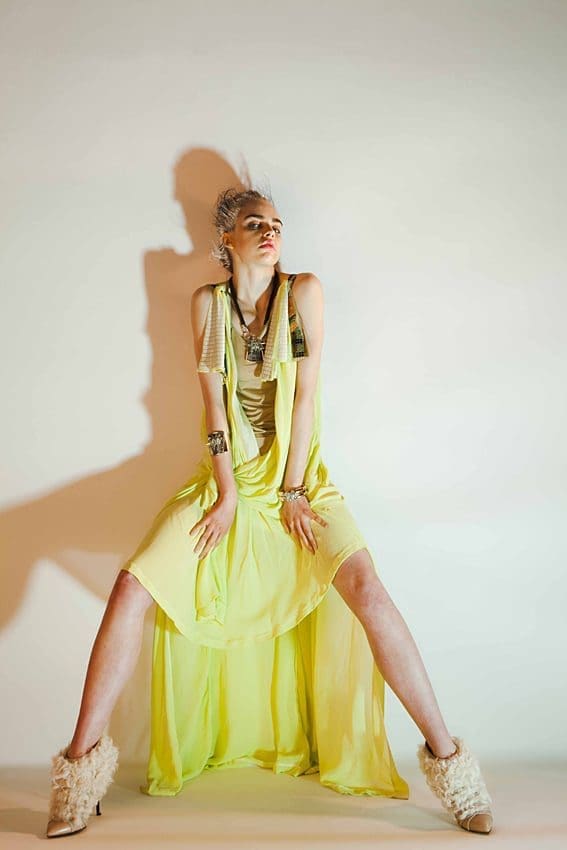 Sasu Tei photography: dress and top Toga, shoes Cesare Paciotti, necklace and bangles Atelier Swarovski by