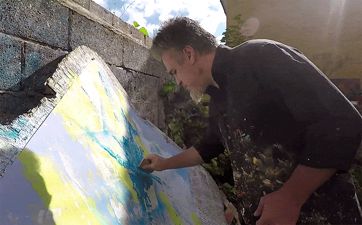 The artist Raymond Salvatore Harmon filmed in action